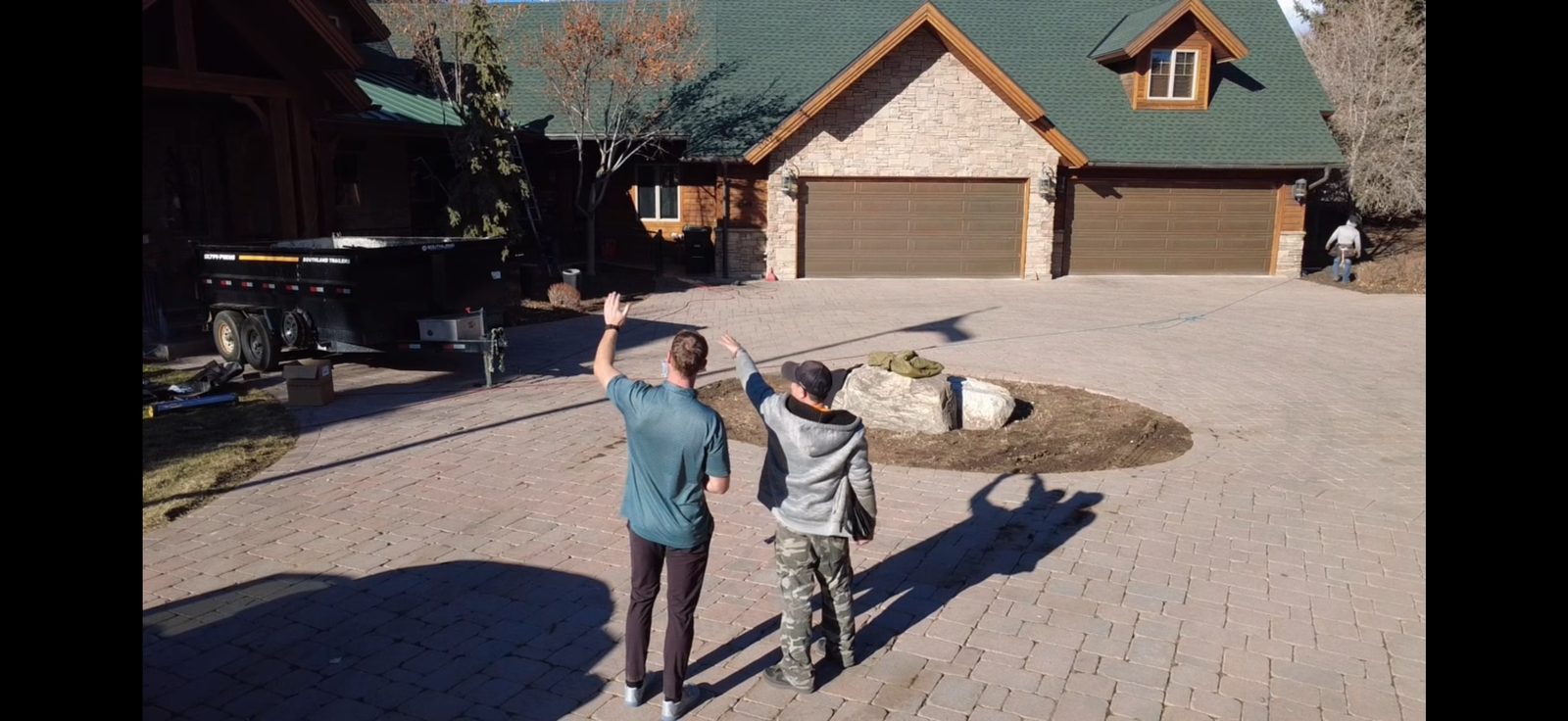 Completed green roof on stone and wood ranch home in Heber Valley